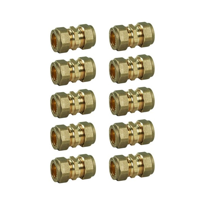 Compression Straight Coupling DZR 10mm - Bag of 10