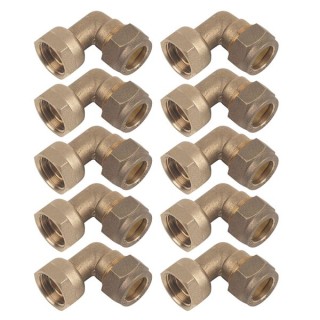 Compression Swivel Bent Tap Connector 15mm x 1/2 - Bag of 10