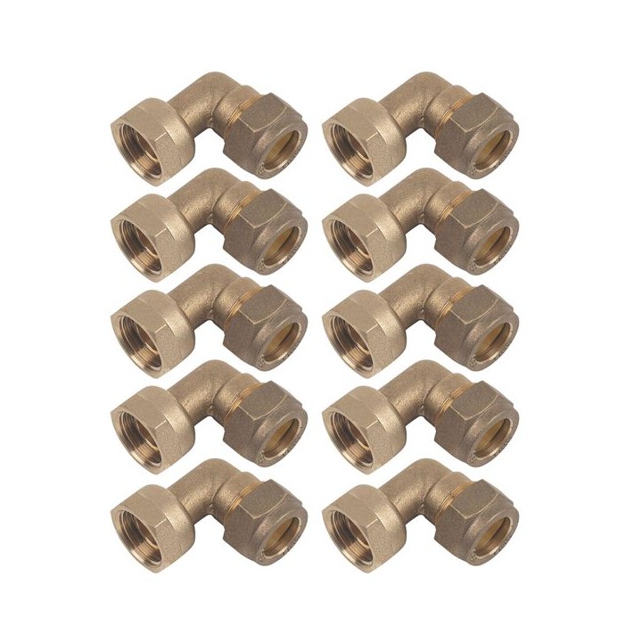 Compression Swivel Bent Tap Connector 15mm x 1/2 - Bag of 10