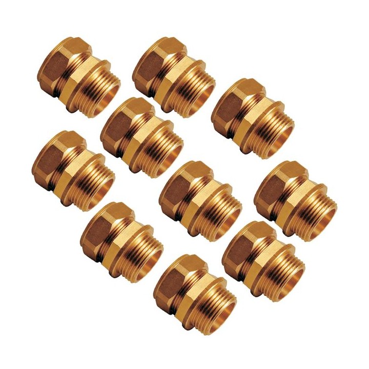 Compression Male Iron Coupling Fitting 15mm x 3/4in - Bag of 10
