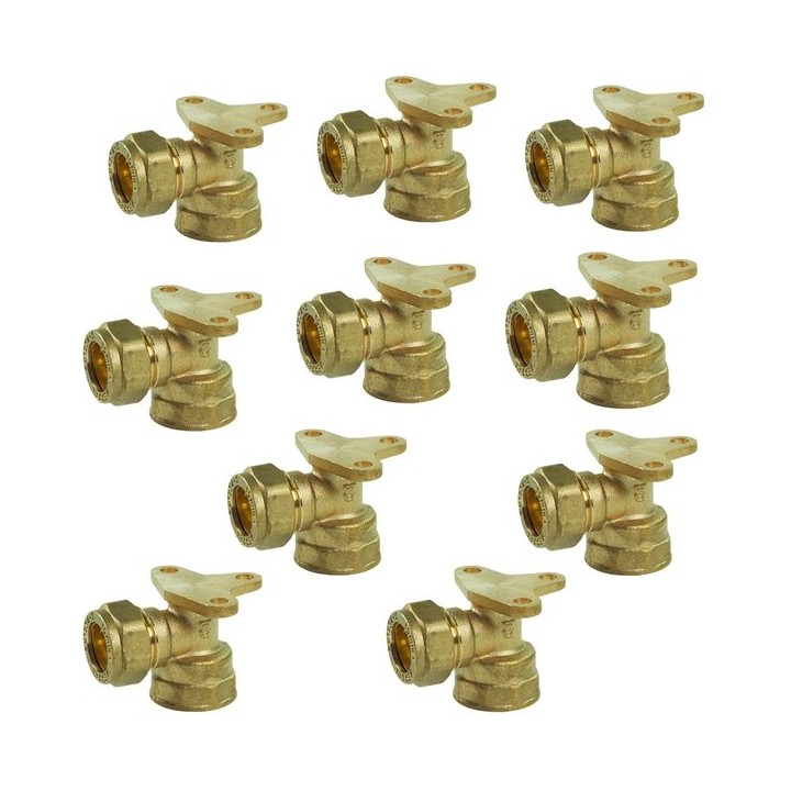 Compression Backplate Elbow Fitting 15mm x 1/2in - Bag of 10