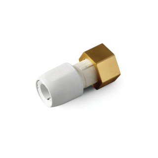 Hep2O straight tap connector with brass nut white 0.75x15mm