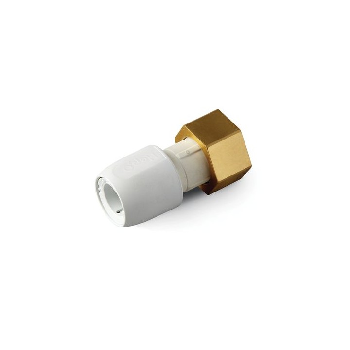 Hep2O straight tap connector with brass nut white 0.75x15mm