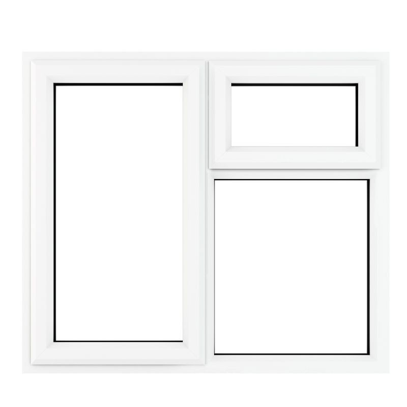 Crystal White Upvc Casement Clear Window 3P Top and Left Hand Opening 1190 mm x 1190 mm