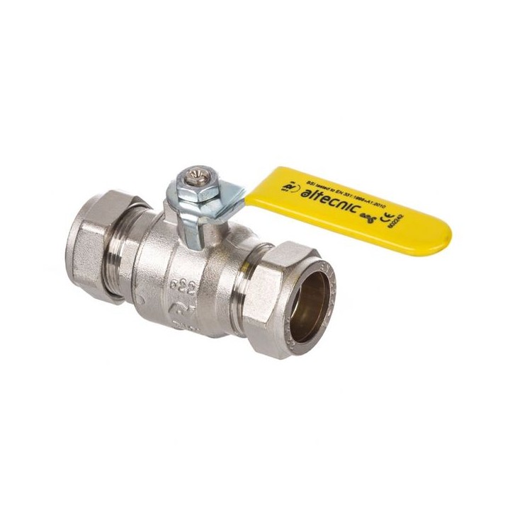 Altecnic AI-331115 Intaball Compression Ball Valve Yellow Lever (Gas) 15mm