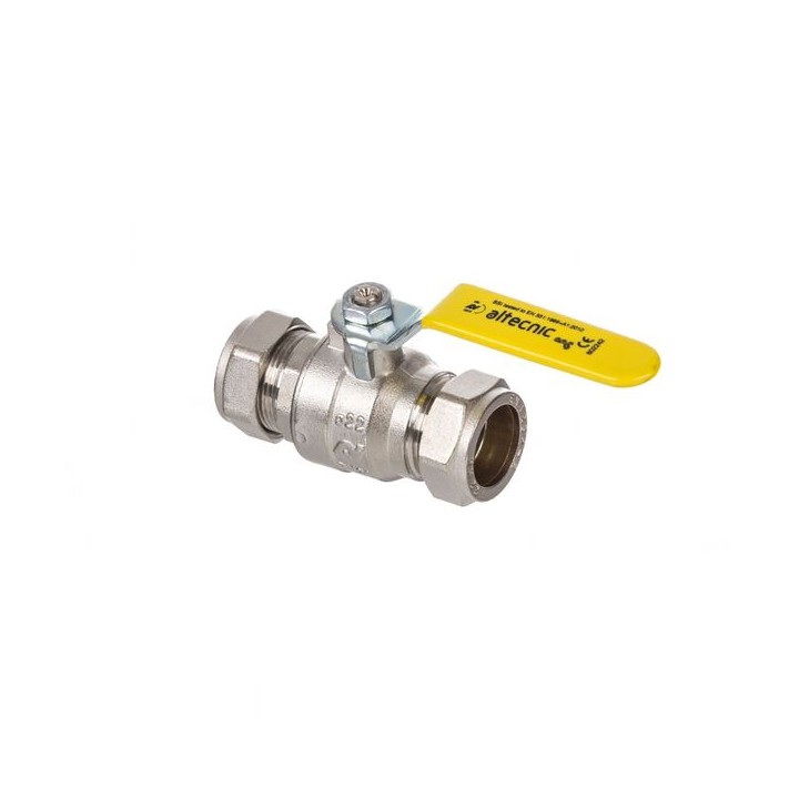 Altecnic AI-331122 Intaball Compression Ball Valve Yellow Lever (Gas) 22mm