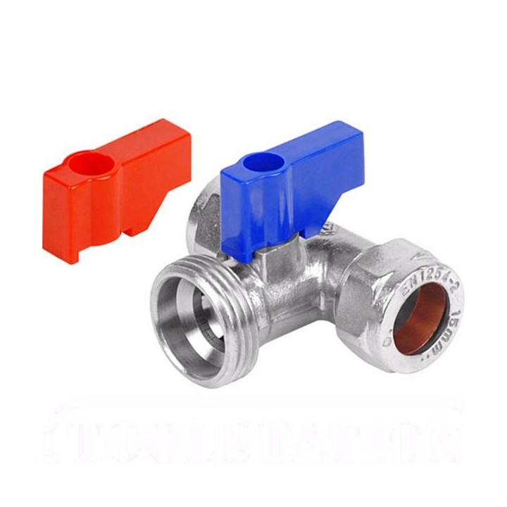Washing Machine Tap Chrome Plated Tee 15mm x 15mm x 3/4in