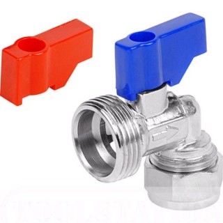 Washing Machine Tap Chrome Plated Angle 15mm x 3/4in