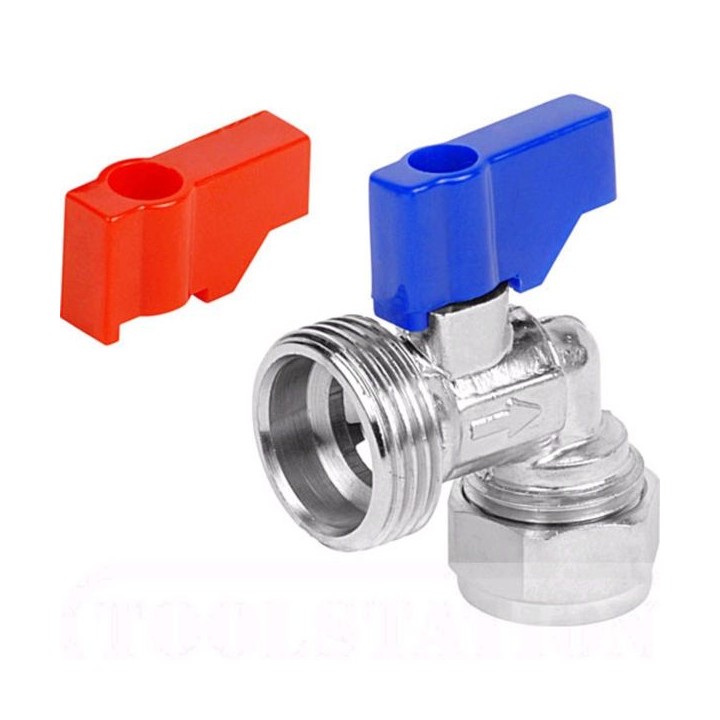 Washing Machine Tap Chrome Plated Angle 15mm x 3/4in