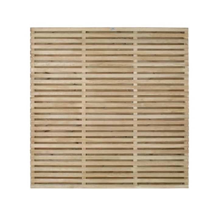 Pressure Treated Double Slatted Fence Panel 6ft x 6ft Pack of 3