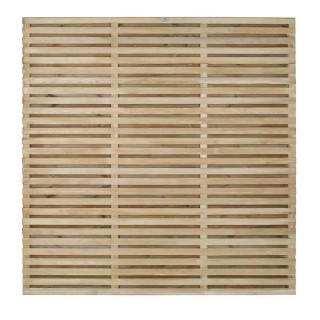 Pressure Treated Double Slatted Fence Panel 6ft x 6ft Pack of 4