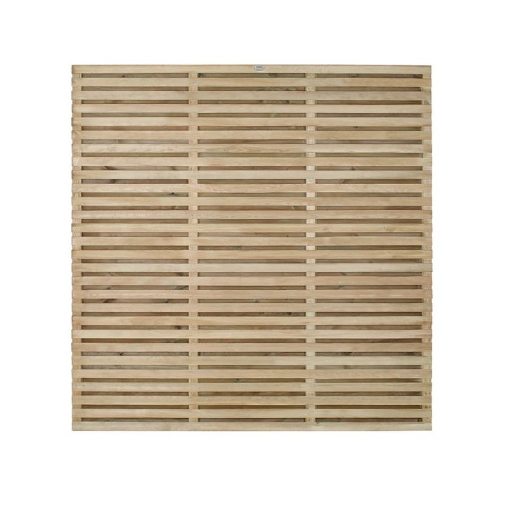 Pressure Treated Double Slatted Fence Panel 6ft x 6ft Pack of 4