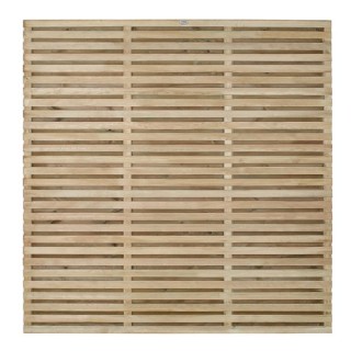 Pressure Treated Double Slatted Fence Panel 6ft x 6ft Pack of 5