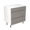 Flatpack Three Drawer Base Unit J-pull Super Gloss Dust Grey 800mm - FKKJ0307