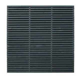 Double Slatted Fence Panel Grey 6ft x 6ft Pack of 3