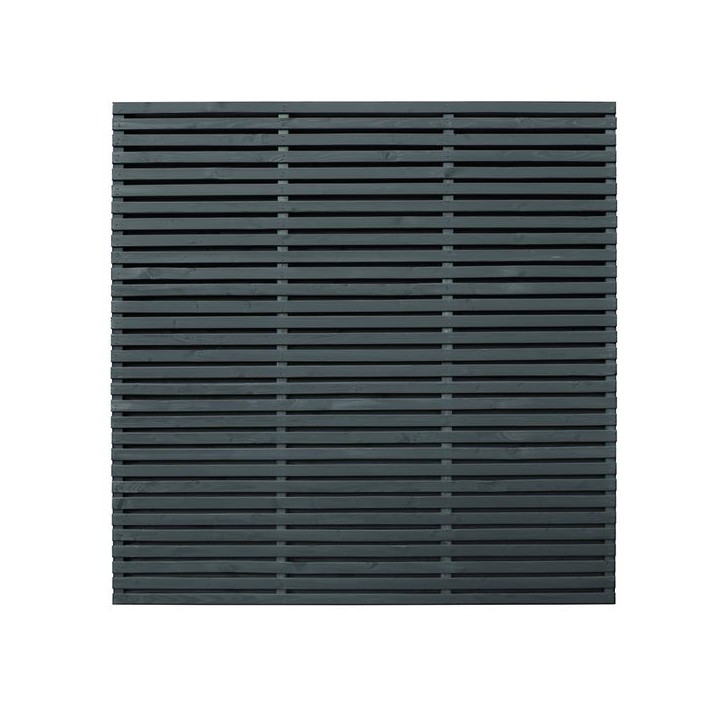 Double Slatted Fence Panel Grey 6ft x 6ft Pack of 5