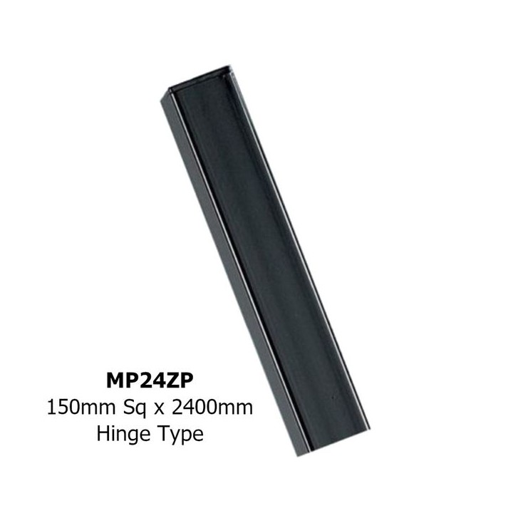 Tall Gate Post Tall Flat Top Hinge Concrete in Zinc & Powder 150mm Sq x 2400mm