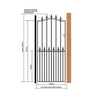 Saxon Tall Bow Top Single Metal Gate 914mm GAP x 1964mm High Zinc & Powder SAZP32