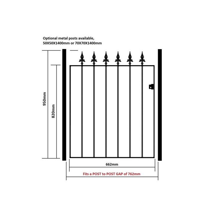 Saxon Low Flat Top Single Metal Gate 762mm GAP x 950mm High Zinc & Powder SAZP05/1