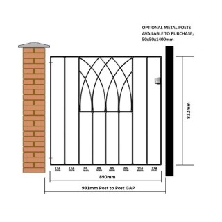 Abbey Low Flat Top Single Metal Gate 991mm GAP x 812mm High Zinc & Powder ABZP33
