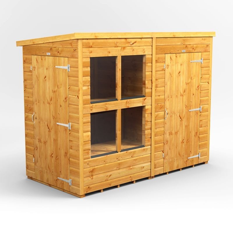 8 x 4 Power Pent Potting Shed With 4ft Side Store
