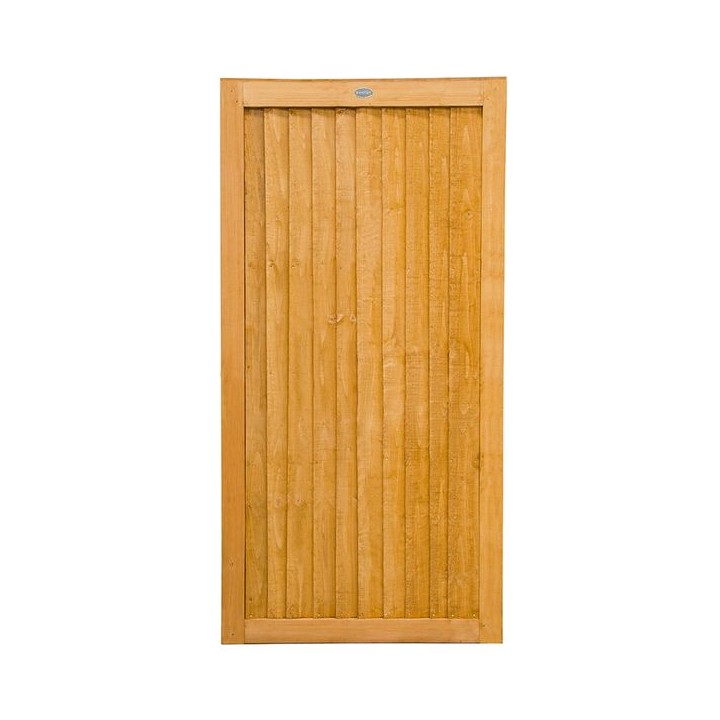 Forest Garden Closeboard Heavy Duty Timber Gate Treated 1820mm x 910mm Golden Brown