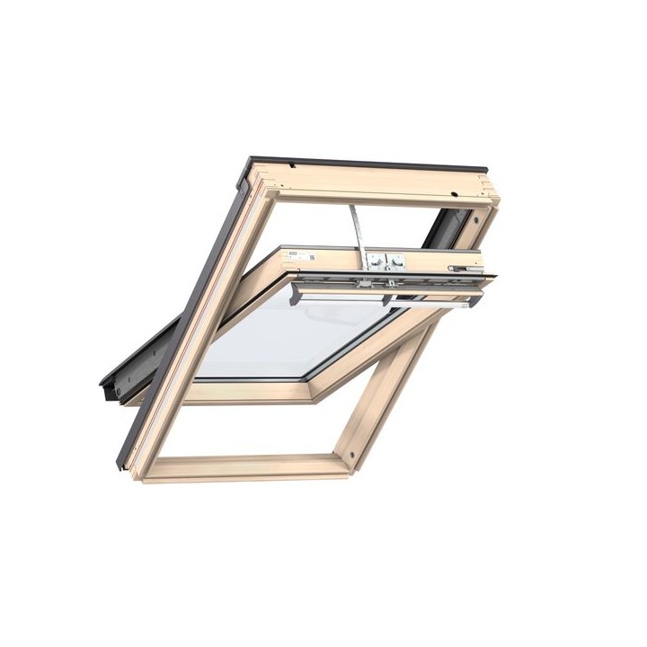 VELUX Electric Centre Pivot Roof Window Lacquered Pine 1340mm x 1400mm GGL UK08 307021U