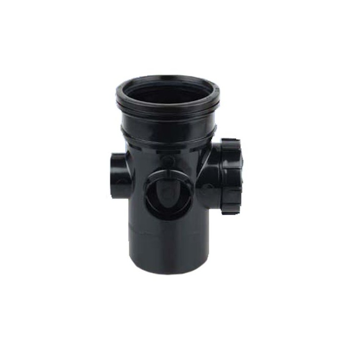 Wavin OsmaSoil S/S bossed access pipe 110mm black