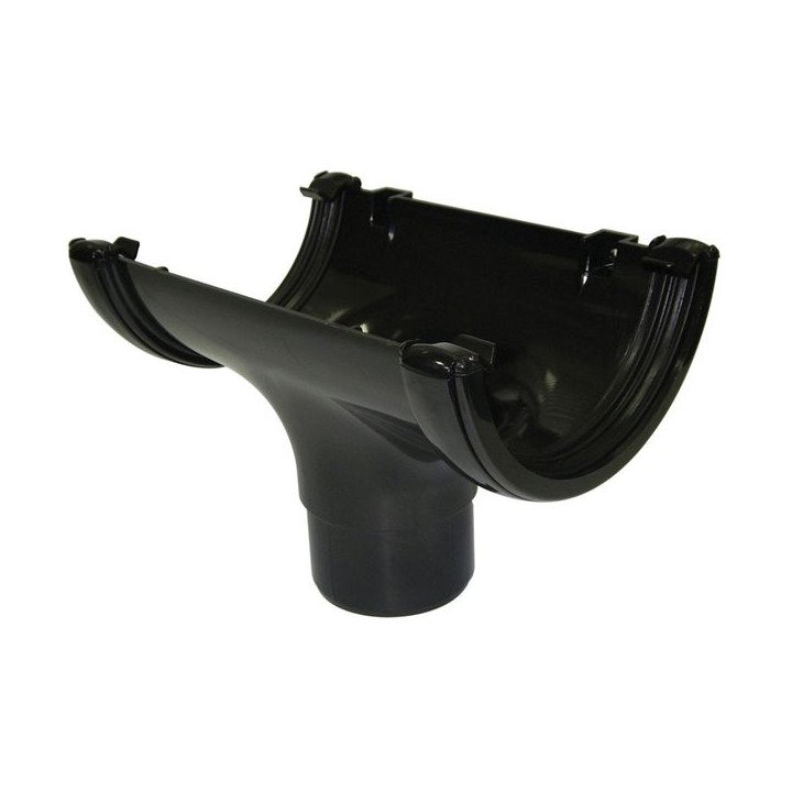Floplast RO1B Black Half Round Gutter Running Outlet