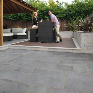 Marshalls Fairstone Slate Casarta Natural Stone Paving Project Pack Silver Grey 18.61m2
