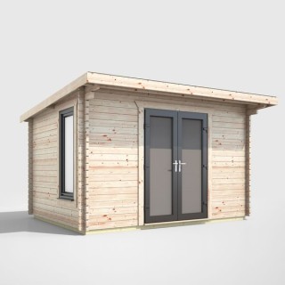 12 x 8 Power Pent Log Cabin Centre Doors