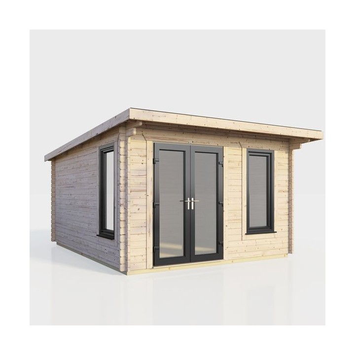 12 x 12 Power Pent Log Cabin Left Doors