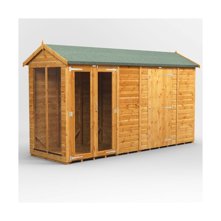 12 x 4 Power Apex Summerhouse With 6ft Side Store