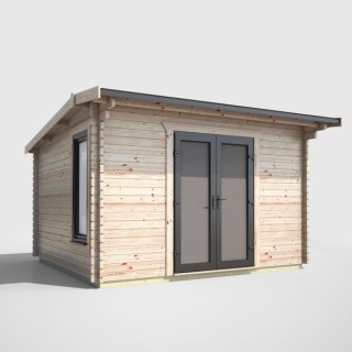 12 x 10 Power Apex Log Cabin Centre Doors