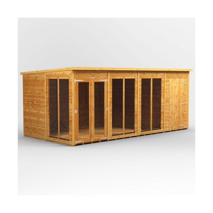 16 x 8 Power Pent Summerhouse With 4ft Side Store