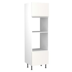 Flatpack Single Oven & Microwave Tower J-pull Ultra Matt White 600mm - FKKJ0532