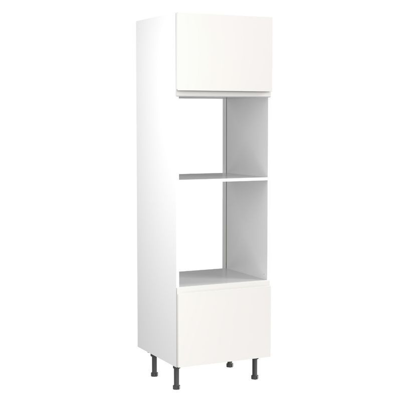 Flatpack Single Oven & Microwave Tower J-pull Ultra Matt White 600mm - FKKJ0532