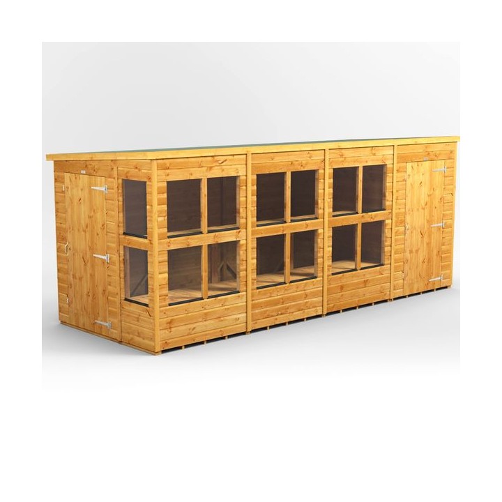 16 x 6 Power Pent Potting Shed With 4ft Side Store
