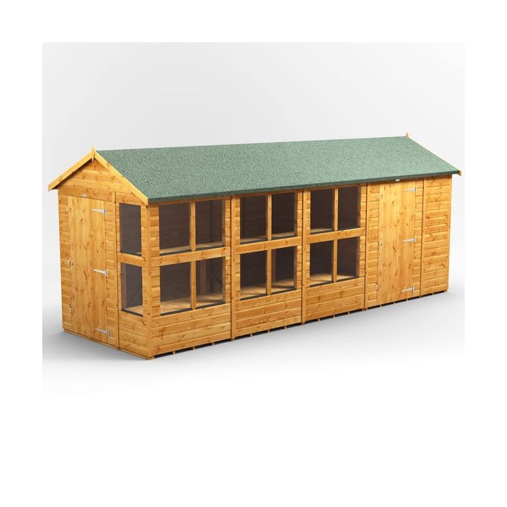 18 x 6 Power Apex Potting Shed With 6ft Side Store