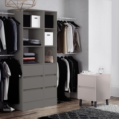 Spacepro 450mm Tower Unit with 3 Drawers and Hanger Bar Silver 2100 x 450 x 20mm