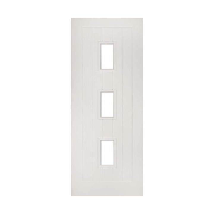Deanta Ely White Primed Glazed 3 Lite Fire Door 30m 1981mm x 762mm x 45mm