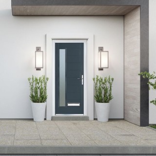 Crystal Composite Door Long Glass Anthracite Grey Left Hand 150 Cill Included 920 x 2055 Obscure Glass GLAZING.
