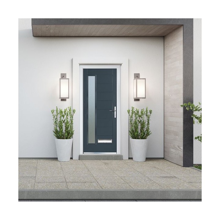 Crystal Composite Door Long Glass Anthracite Grey Left Hand 150 Cill Included 920 x 2055 Obscure Glass GLAZING.