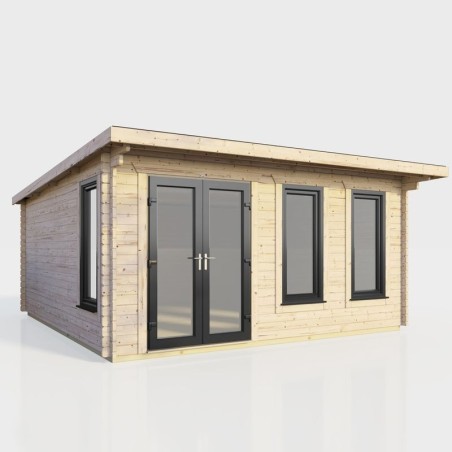 16 x 14 Power Pent Log Cabin Left Doors