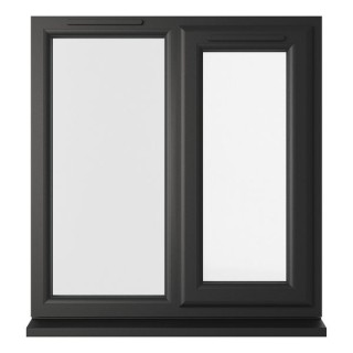 Crystal Double Glazed uPVC Window Black/White Right Hung 965mm x 905mm Clear