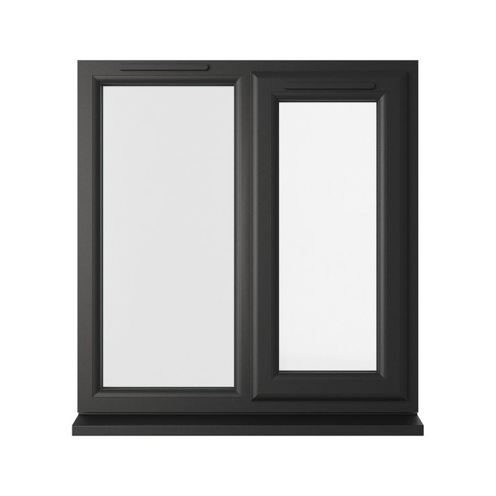 Crystal Double Glazed uPVC Window Black/White Right Hung 965mm x 905mm Clear