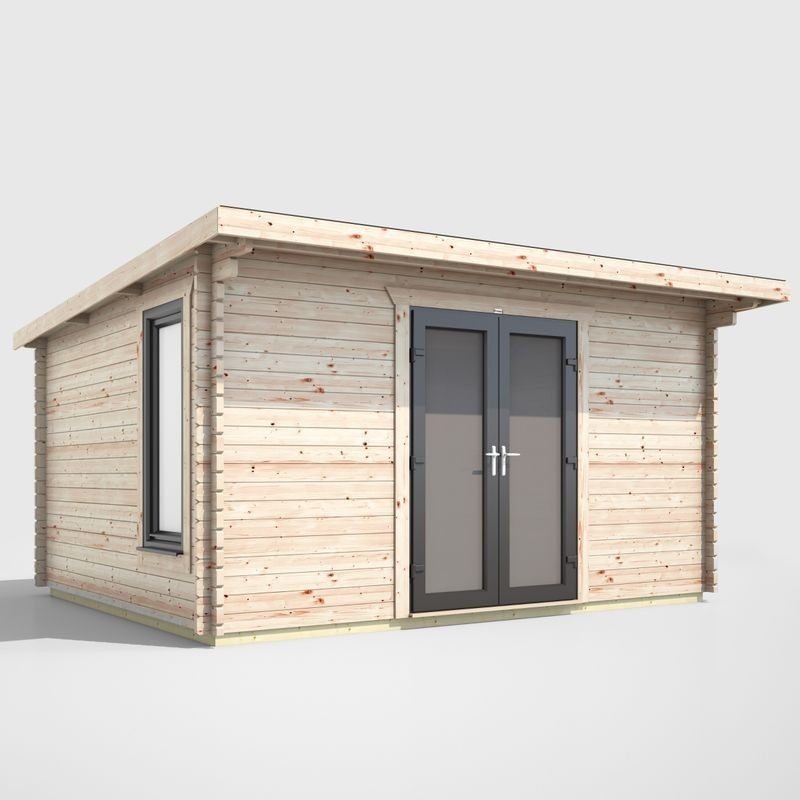 14 x 10 Power Pent Log Cabin Centre Doors