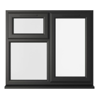 Crystal Triple Glazed uPVC Window Black/White Right Hung 1190mm x 965mm Clear