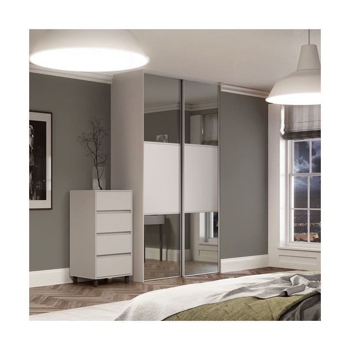 Spacepro Classic 2 x Cashmere Frame Mirror Cashmere Panel Sliding Doors H2260 x W1185
