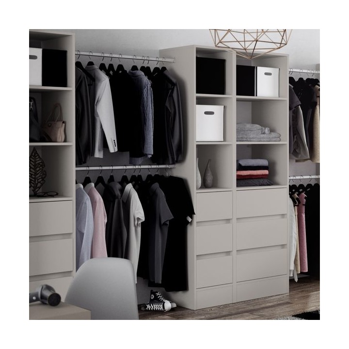 Spacepro 450mm Tower Unit with 3 Drawers and Hanger Bar Dove Grey 2100 x 450 x 20mm